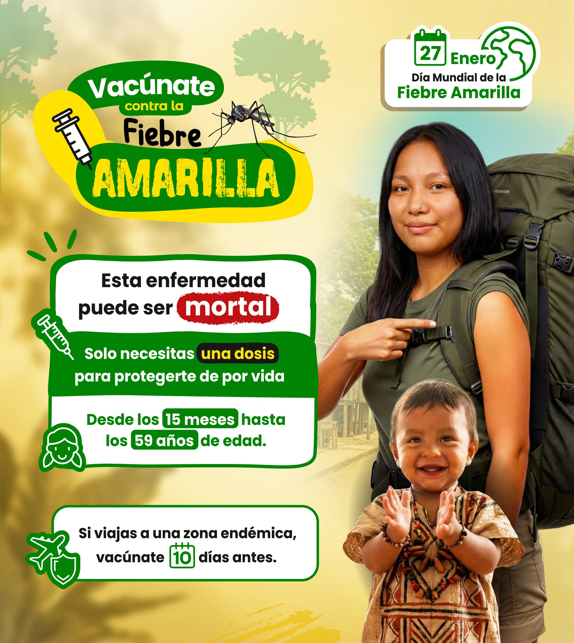 🟡 VACUNACIÓN CONTRA LA FIEBRE AMARILLA: UNA DOSIS QUE PROTEGE LA VIDA 🦟💉
